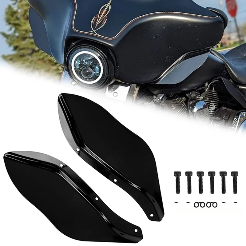 Đen Xe Máy Bên Cánh Không Sâu Chống Ồn Kính Chắn Gió Cho Harley Electra Street Glide 96-13 Nhựa ABS Cánh Dơi Fairing Chắn Gió