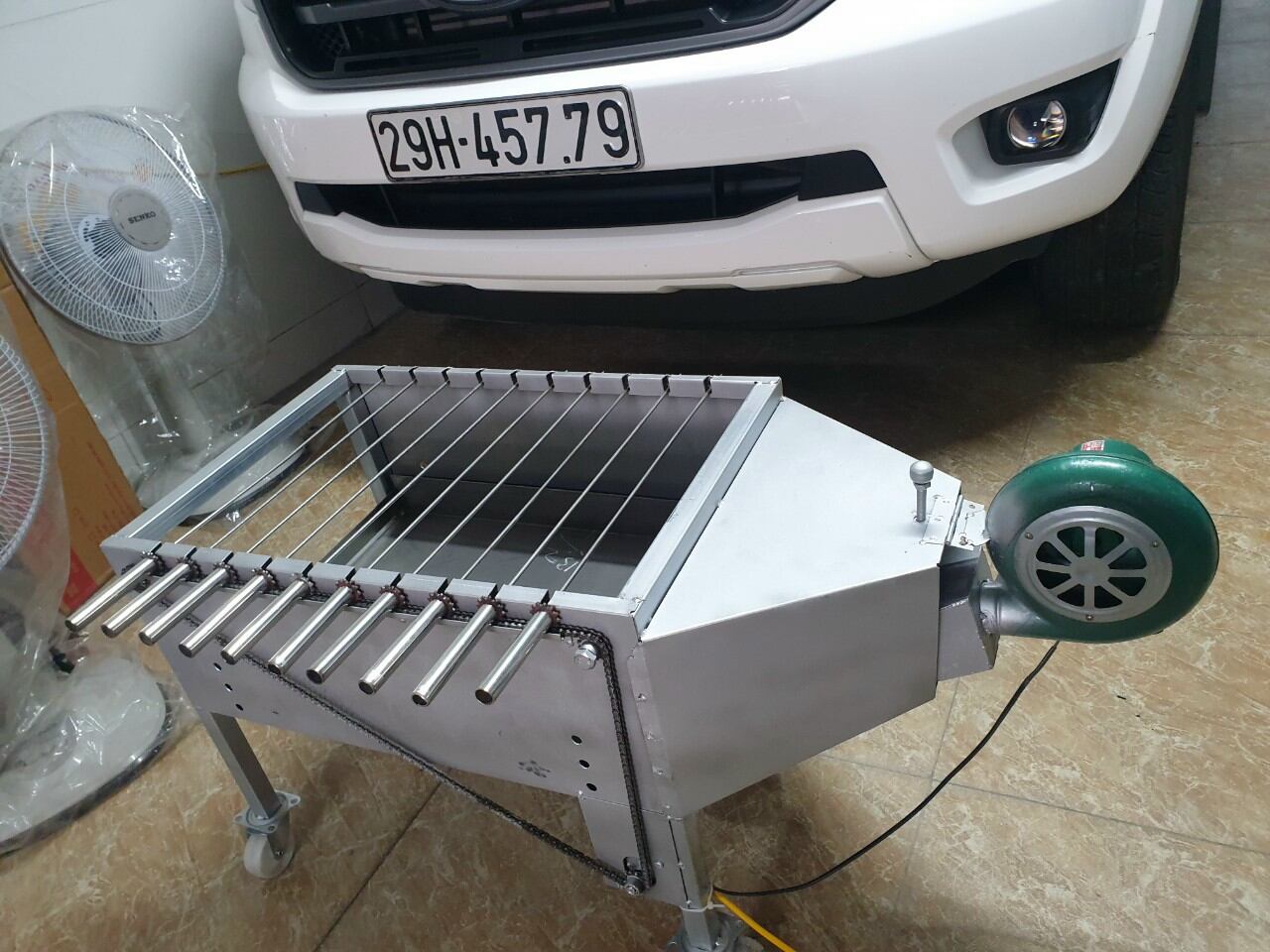 Máy nướng thịt đa năng 10 xiên có bễ thổi