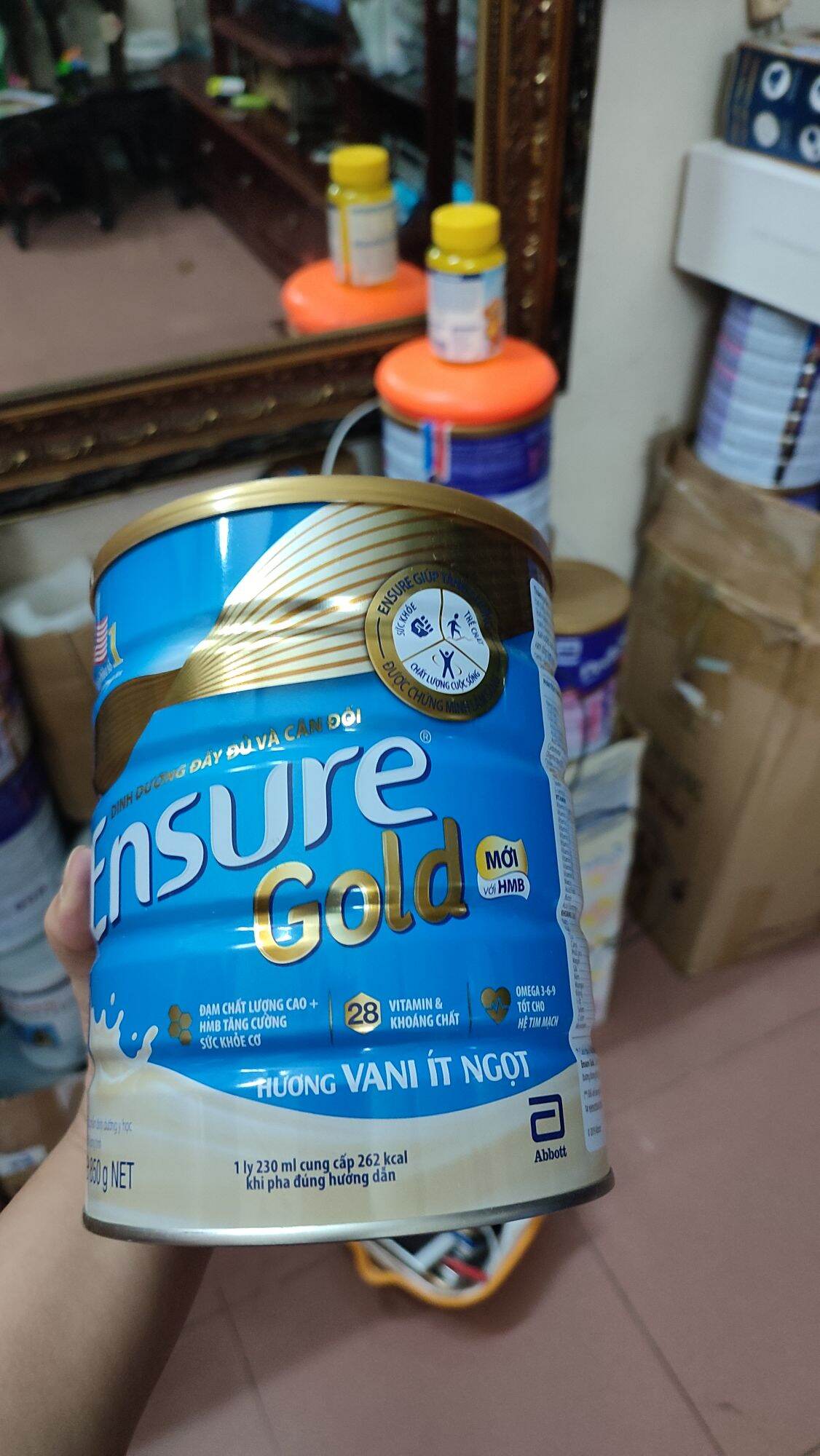 Sữa ensure 850g hương vani ít ngọt