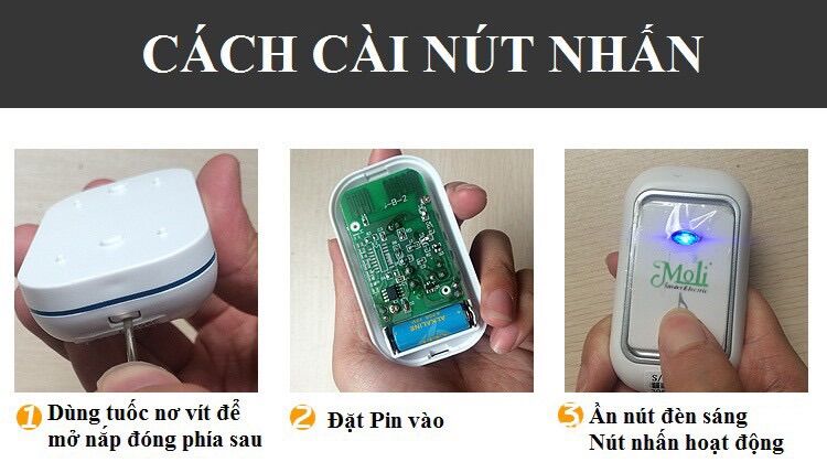 Bộ 1 chuông cửa không dây 2 nút bấm MOLI.