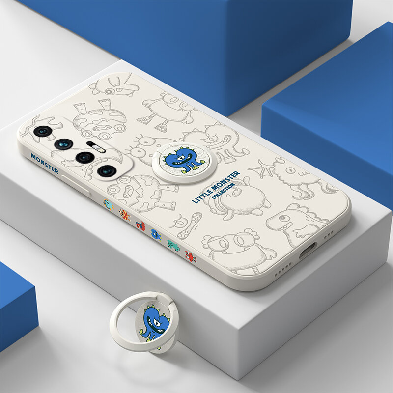 Ốp Điện Thoại Xiaomi 10S Quái Vật Nhỏ, Bản Kỷ Niệm Tối Cao Mi 10, Hình Cạnh Bên 10S Chất Lỏng Cạnh Thẳng, Kèm Giá Đỡ, Xiaomi10s Trắng Ngà, INS, Silicone, Cặp Đôi, Mi10s, M, S, Mềm
