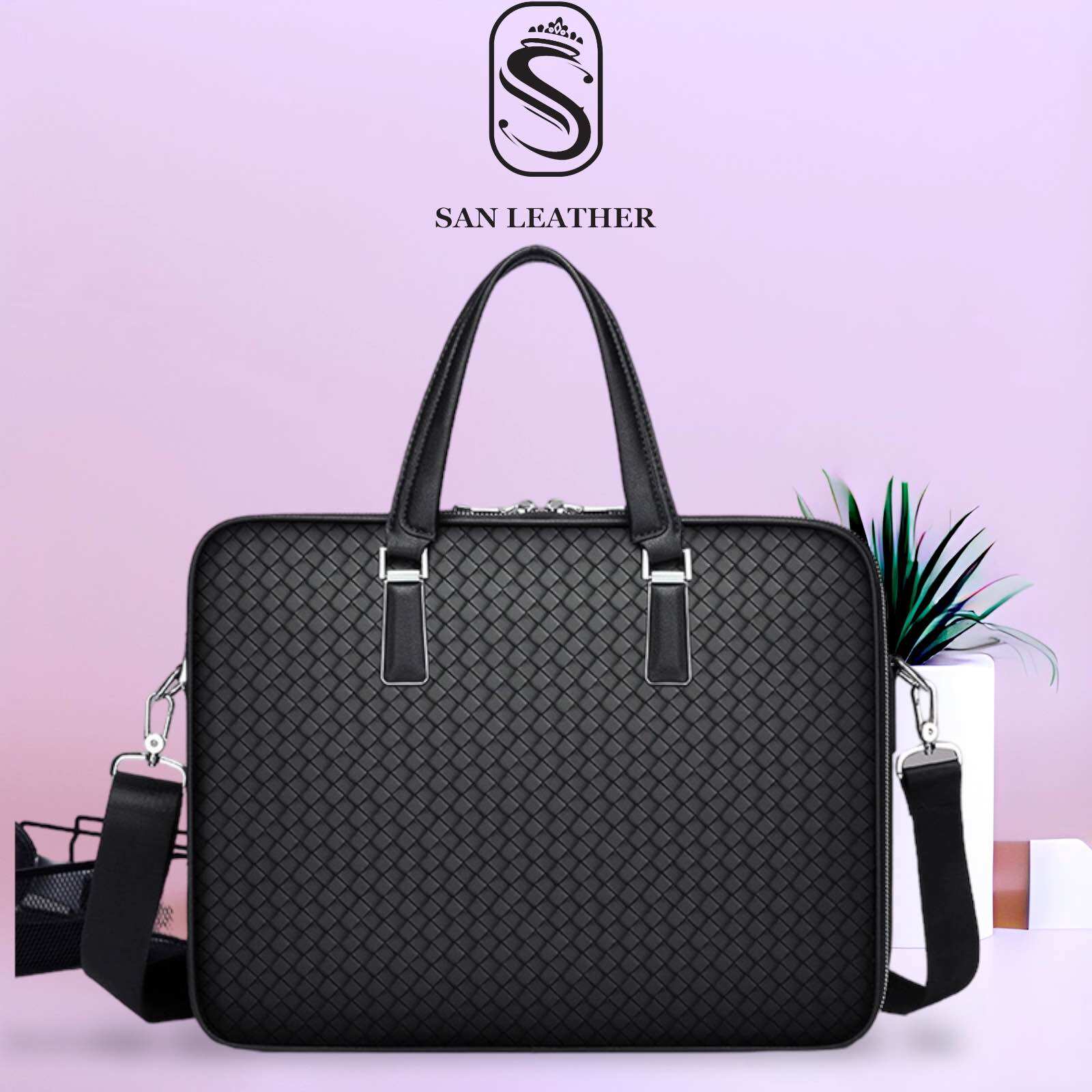 Túi xách da công sở san leather s1108.cặp da laptop cao cấp.