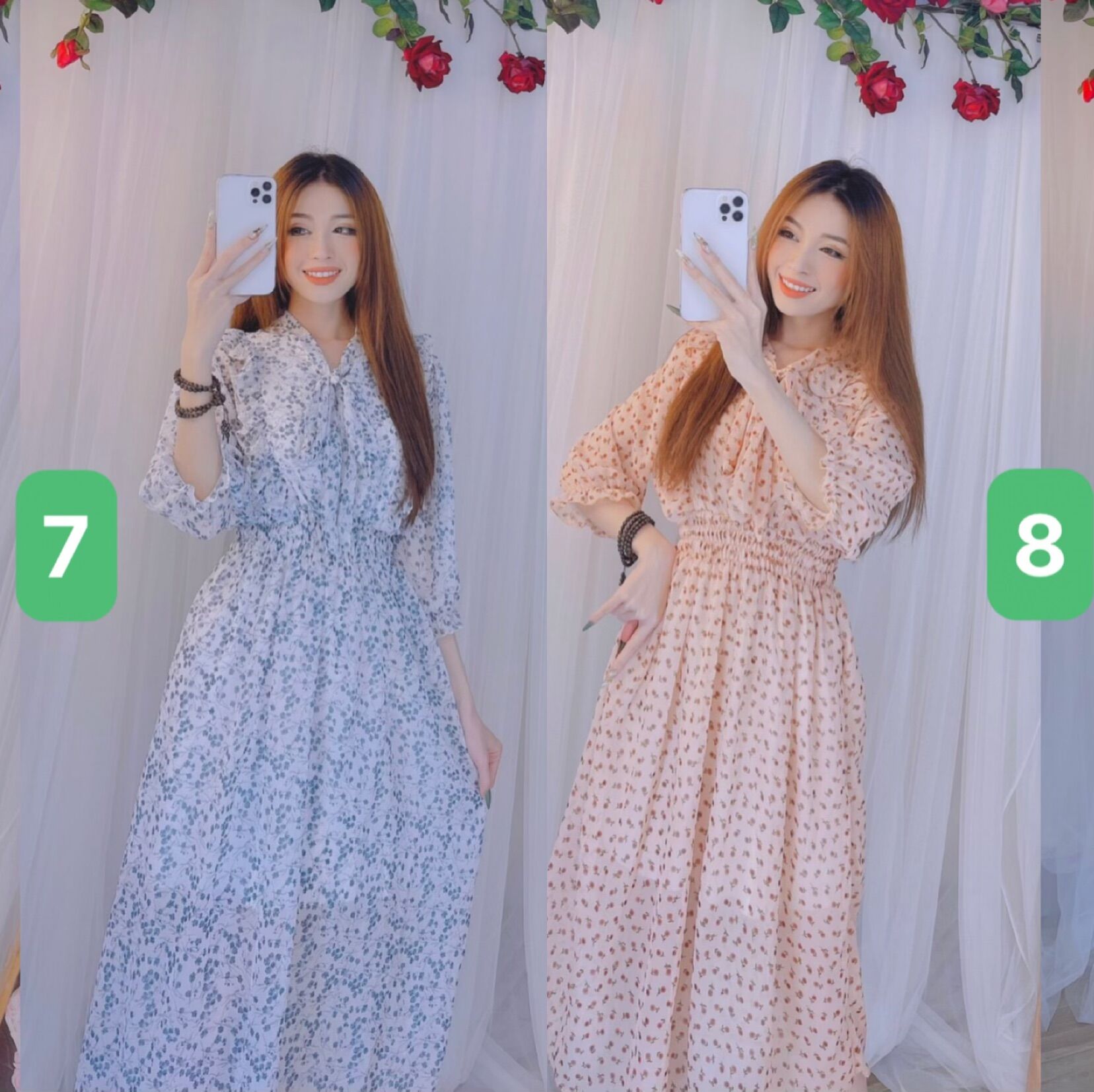 [HCM]Đầm hoa viền bèo cột nơ siêu cưng - hình thật