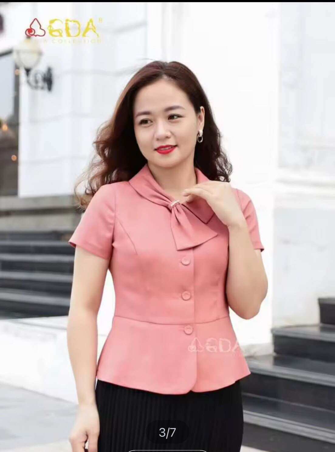 Áo công sở cổ nơ full size 353