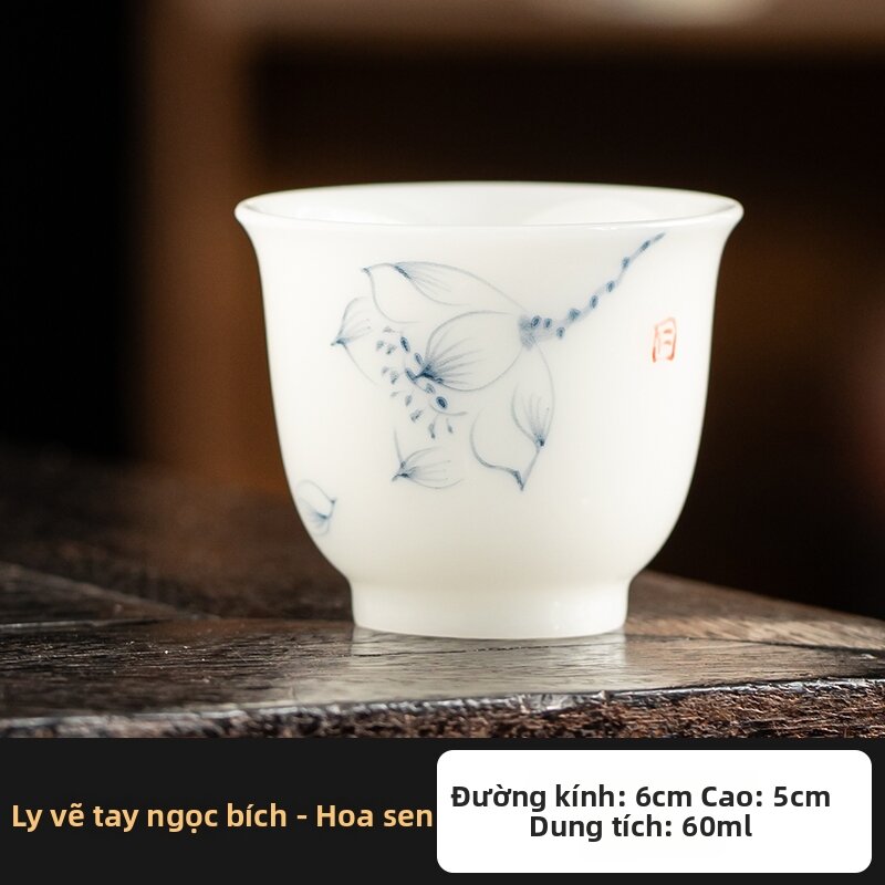 Hand-painted Traditional Chinese White Porcelain Cup - 4
