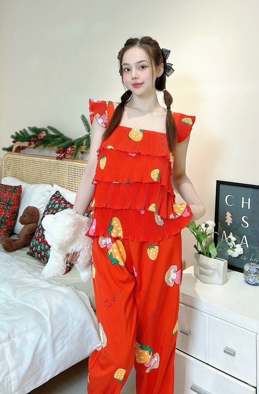 Đồ Bộ Tiểu Thư Lụa Hàn Châu Mặc Nhà Dễ Thương - M16
