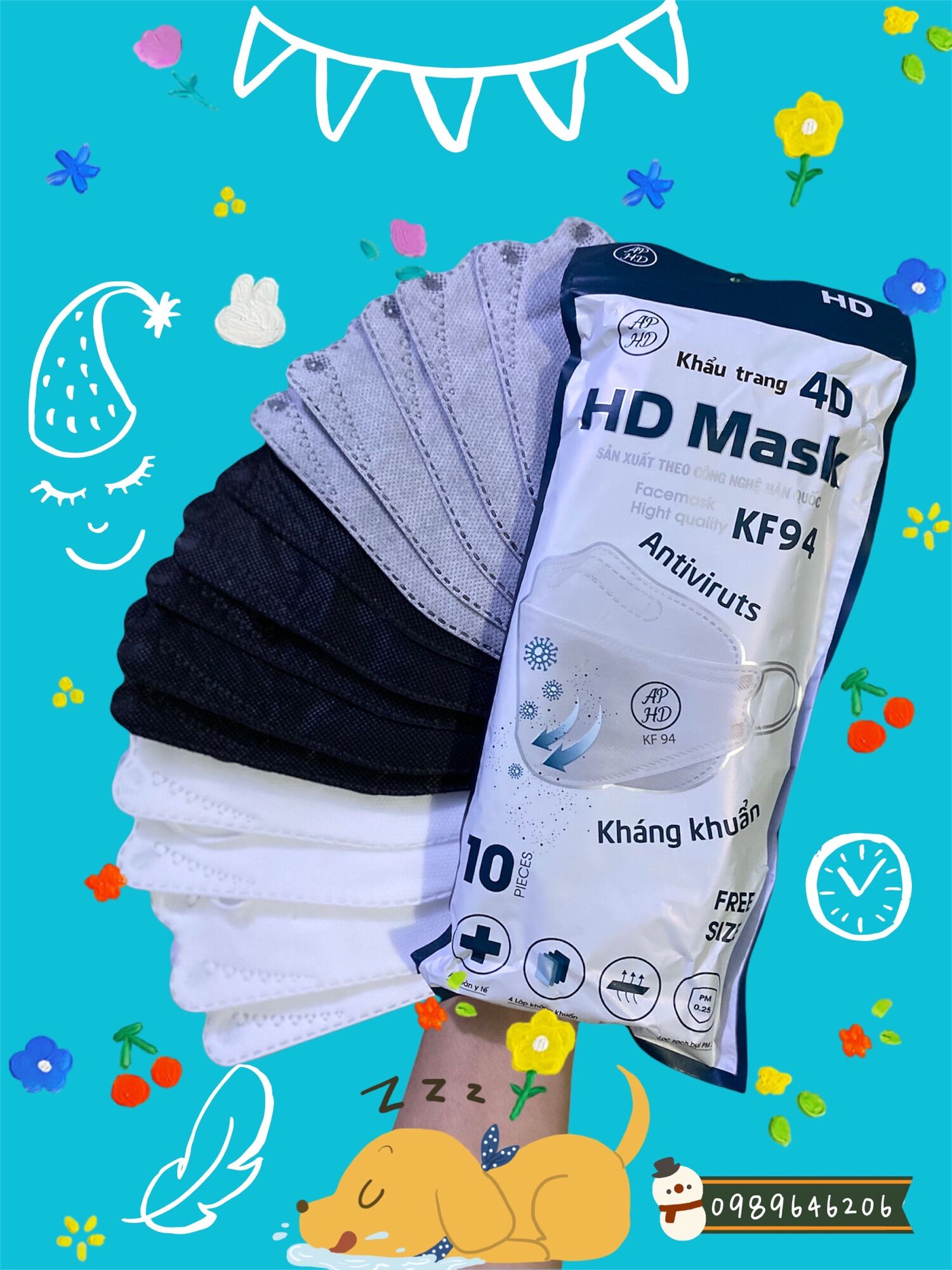 Combo 100 chiếc khẩu trang 4d an phong mask kf94 - kháng khuẩn