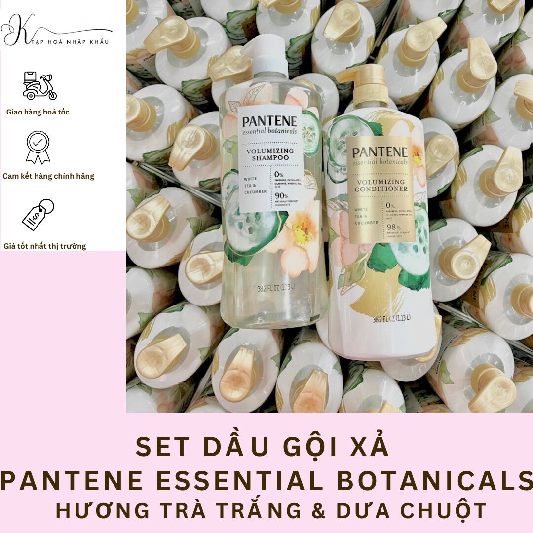 Dầu gội xả pantene essential botanicals hương trà trắng & dưa chuột 1.13l - mỹ