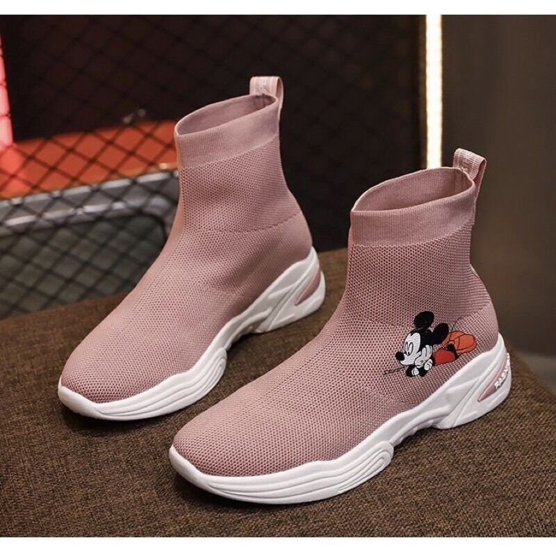 Giày bốt cao cổ nữ 🌸FREESHIP🌸 cổ chun mickey hot trend