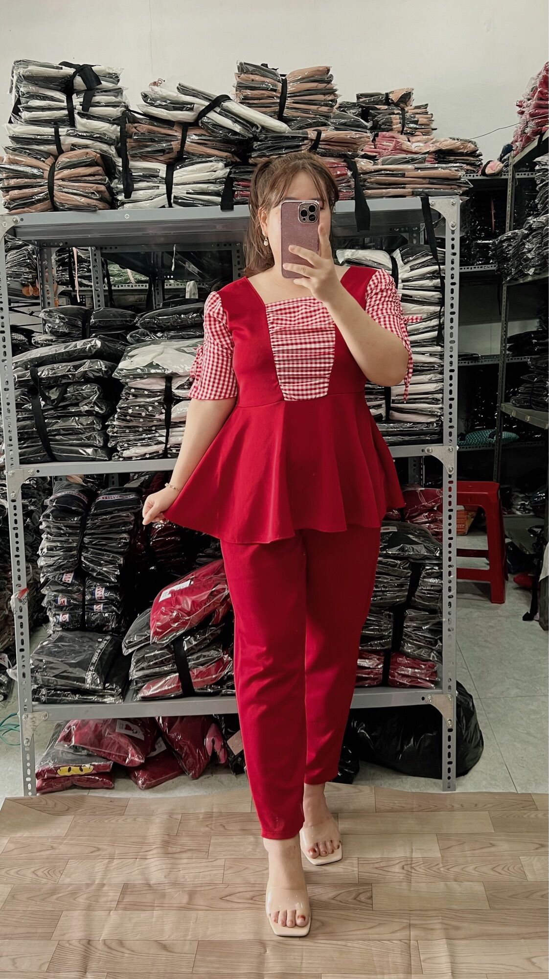 Bộ mặc nhà Bigsize 68kg-95kg(mẫu 9tất phối caro)