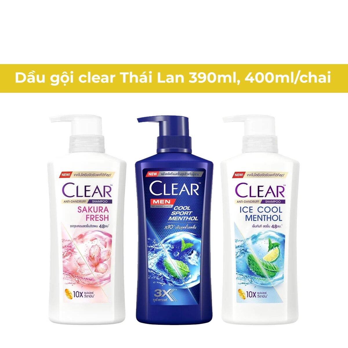 Dầu gội clear bạc hà Thái Lan, dầu gội các loại sạch gàu, hàng chuẩn nội địa