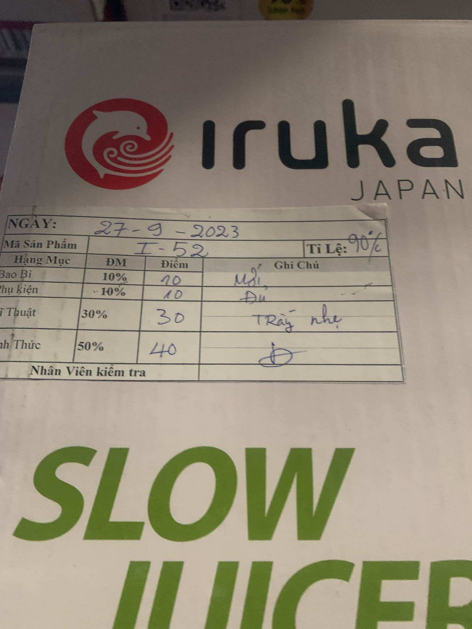 Thanh lý Máy ép chậm Iruka I-52, TÌNH TRẠNG SP 90-98%