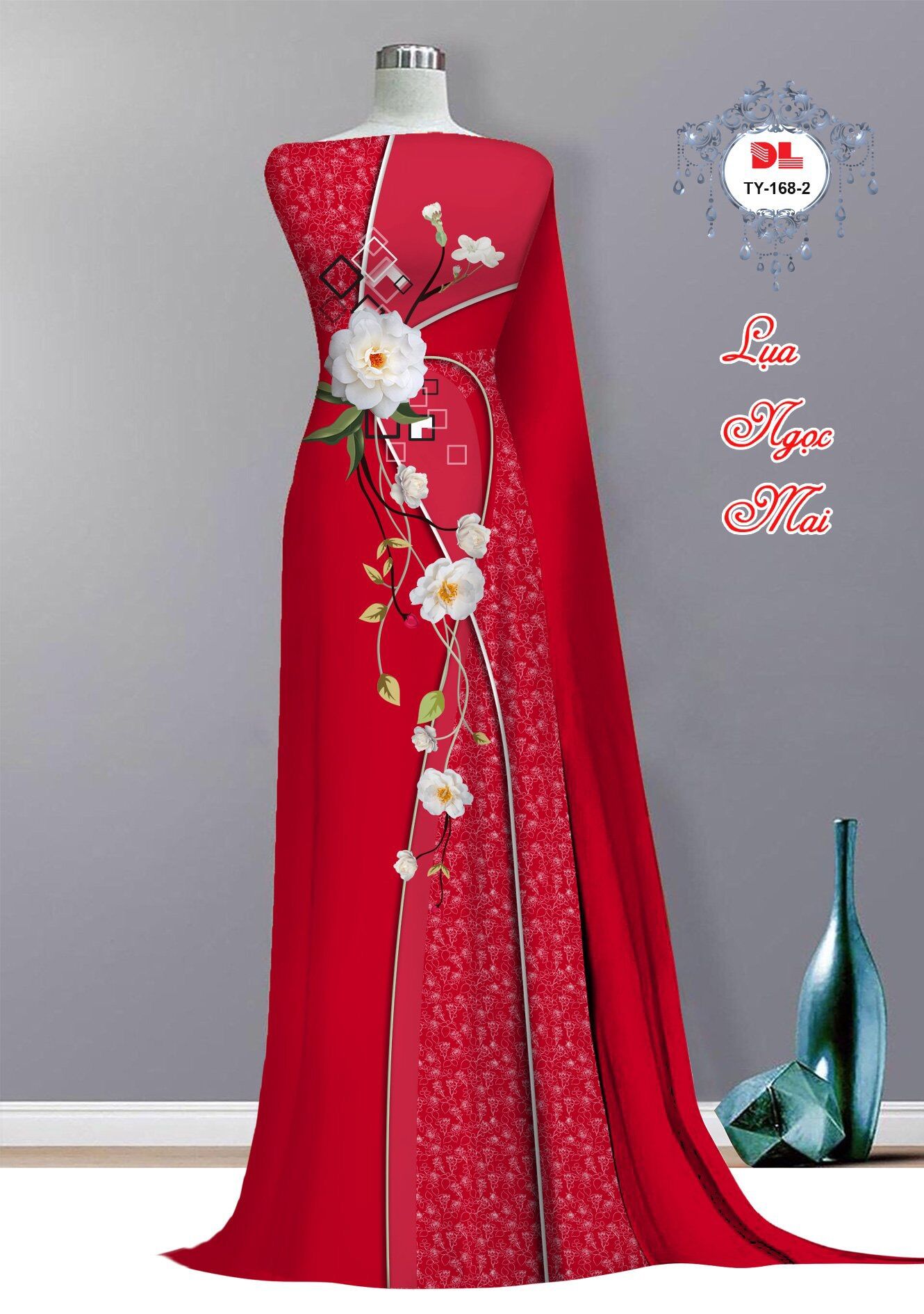 Vải áo dài in hoa phần eo