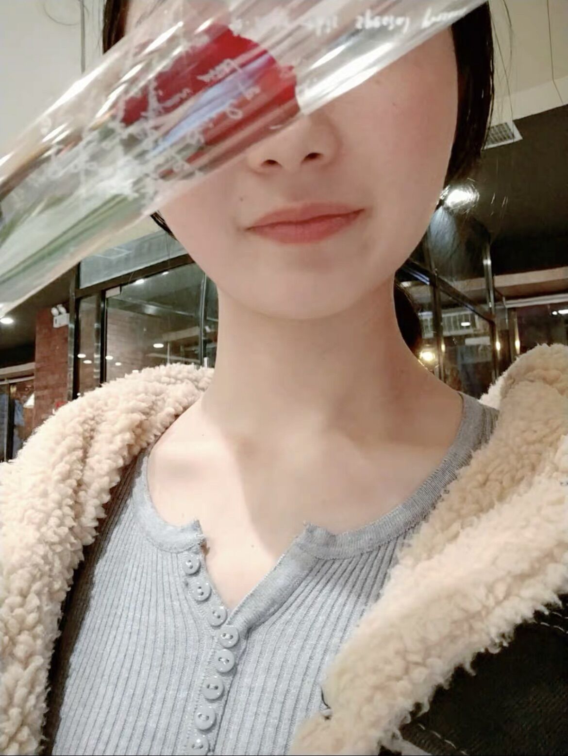 Áo len lông cừu cúc ngực phong cách Hàn Quốc