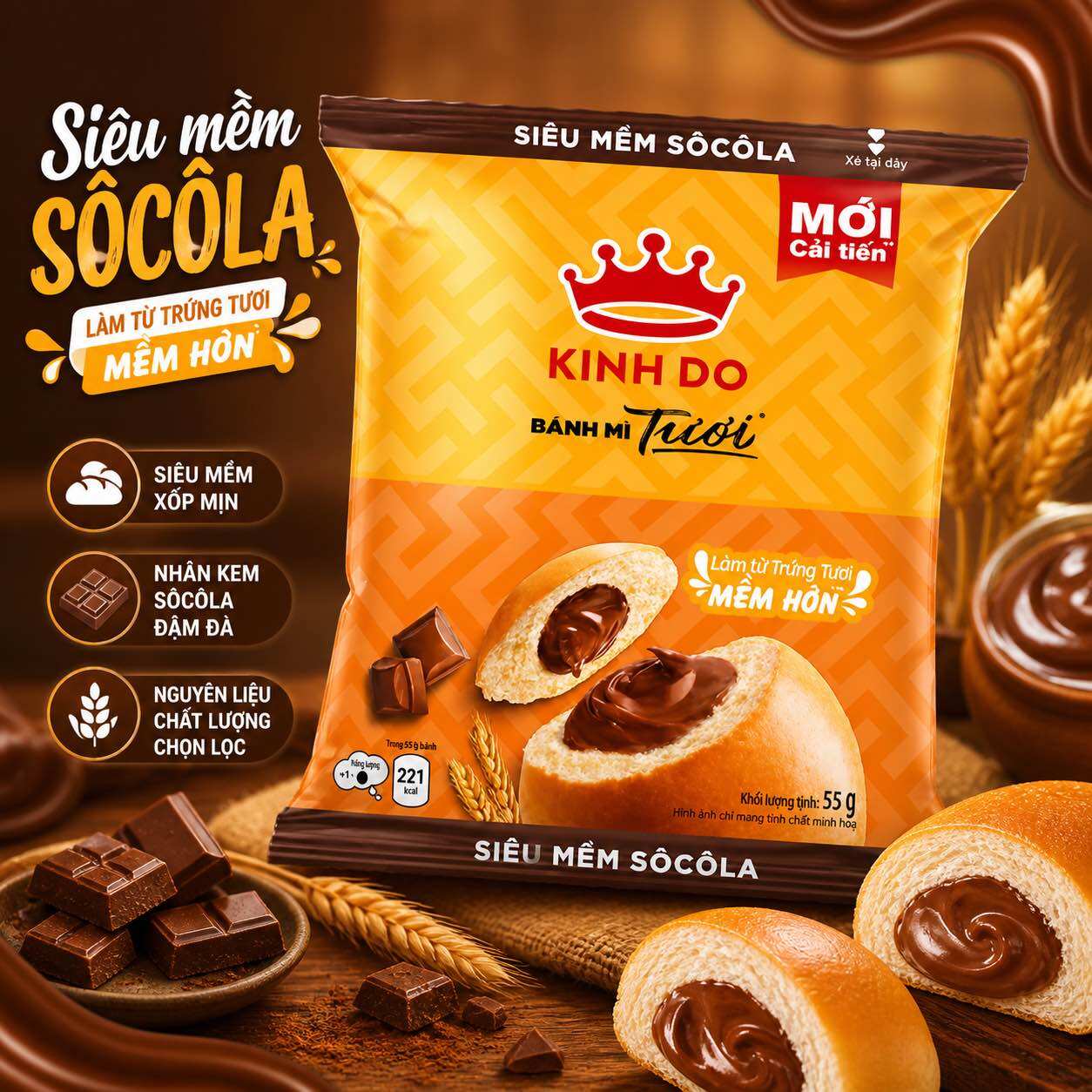 Bánh Mì Kinh Đô Tươi - Siêu Mềm Vị Socola