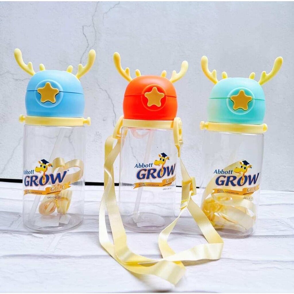 —- Bình nước có sừng - 500ml - hkm grow ( màu cam)