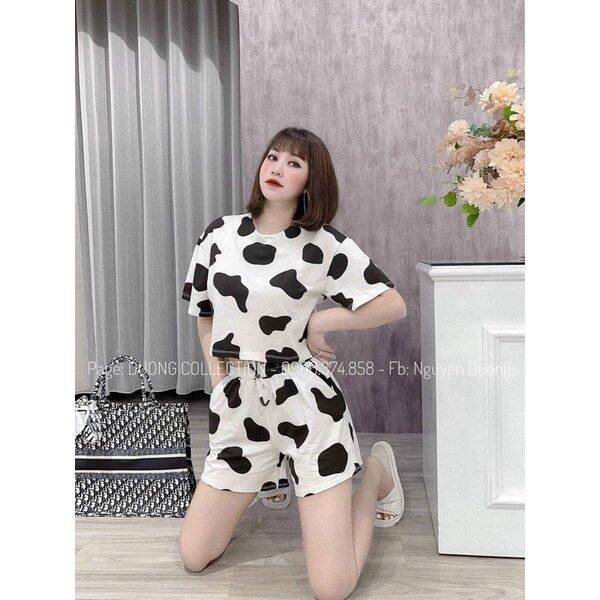 Bộ cộc áo Croptop bò sữa