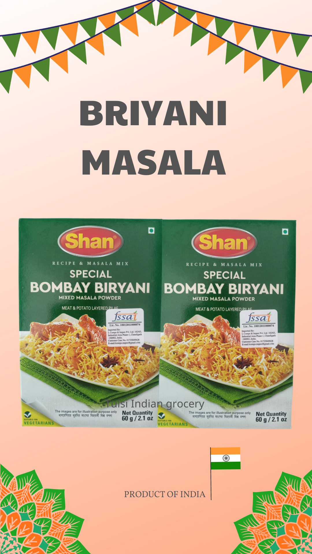 BOMBAY BRIYANI - GIA VỊ CHO MÓN CƠM NỊ BRIYANI(60gm)