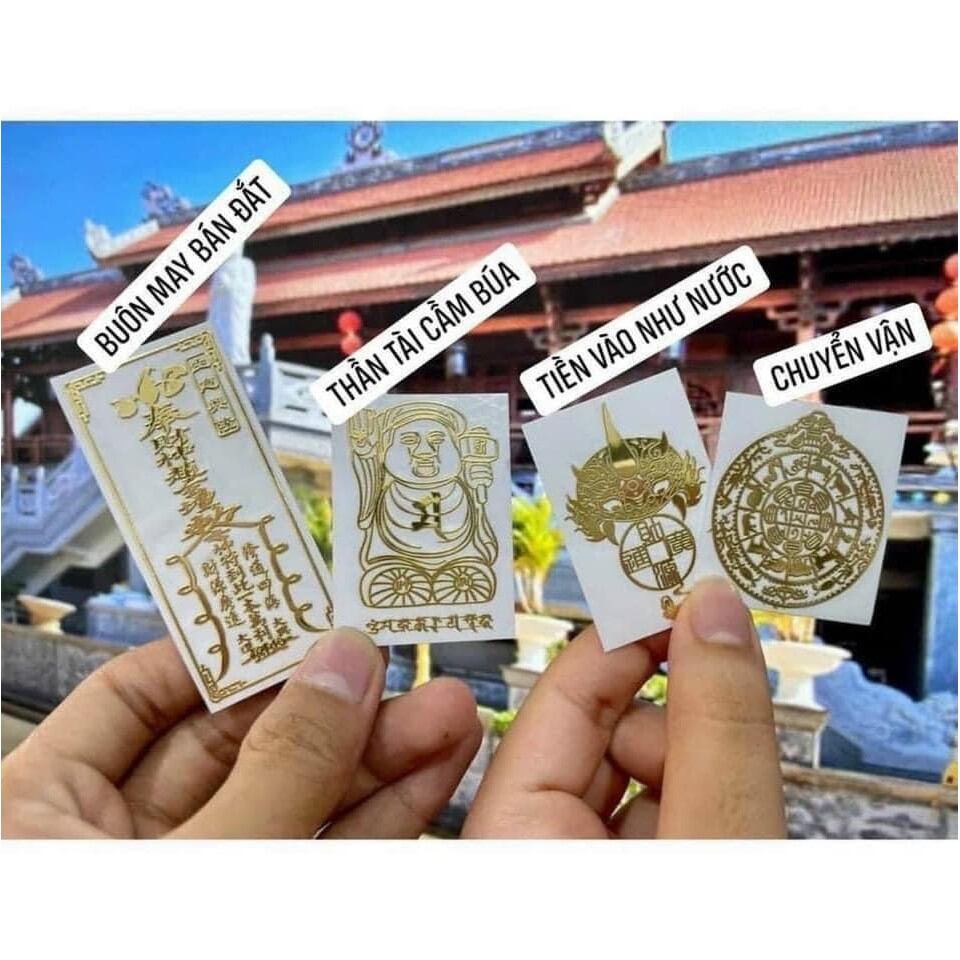 [ĐÃ KHAI QUANG] combo 4 linh phù tài lộc cải vận may mắn ( Thần Tài Cầm Búa , Chuyển Vận 12 Con Giáp , Buôn May Bán Đắt , Tiền Vô Như Nước )