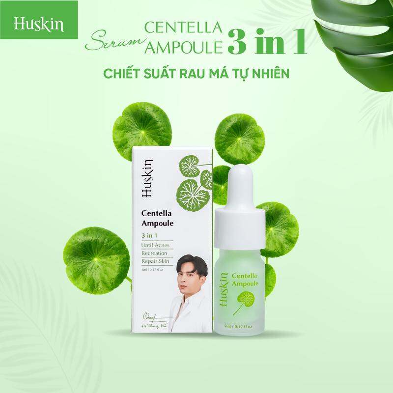 Serum giảm mụn giảm thâm giúp đầy sẹo nông ngăn ngừa mụn dưỡng trắng da tinh chất rau má trà xanh tràm trà HUSKIN 5ml - Mỹ phẩm 2M SKIN