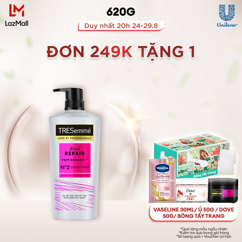 Dầu Xả TRESemmé Bond Repair Peptidebond+ 620g Cho Tóc Hư Tổn Do Tạo Kiểu Giúp Ngăn Gãy Rụng