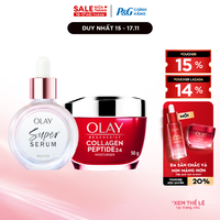 Combo 2 SUPER SERUM OLAY SỨC MẠNH TỪ 5 DƯỠNG CHẤT TRONG 1 - Chai 30ML Và Kem Dưỡng Ẩm OLAY COLLAGEN Peptide24 50G