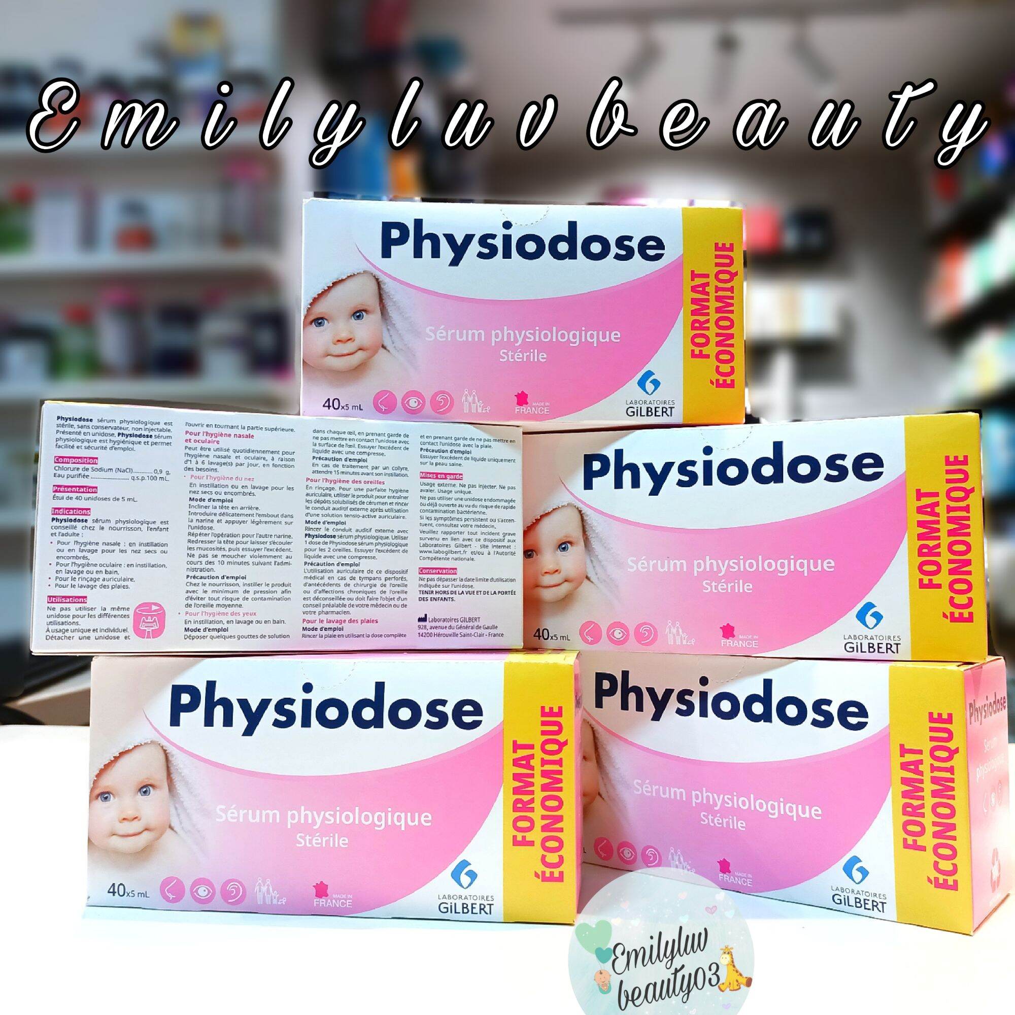 Nước muối sinh lý Physiodose Pháp 40 ống 5ml [MẪU MỚI]
