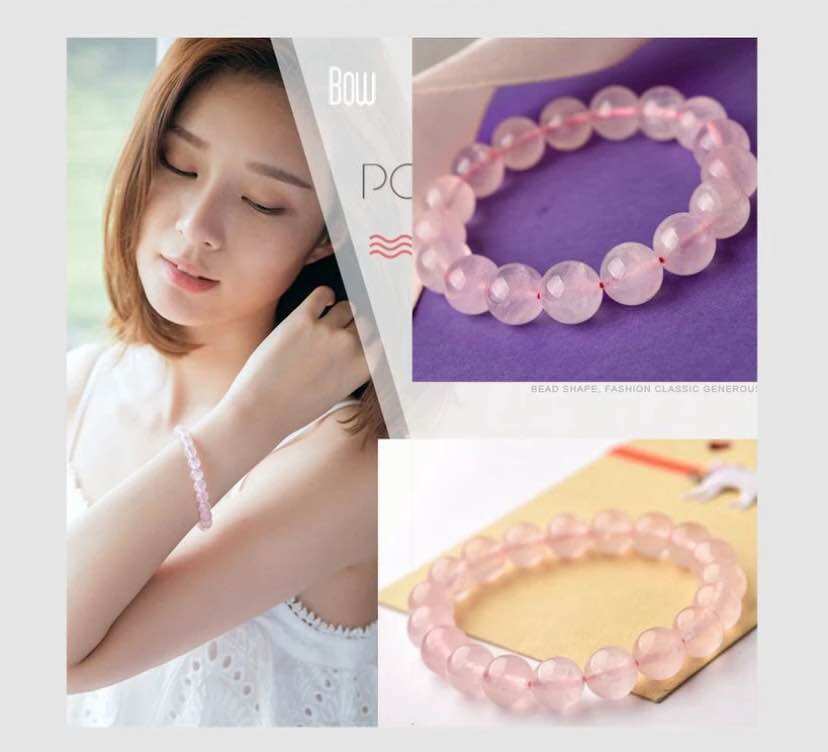 [HCM]Vòng tay đá thạch anh hồng 8 10 12 14 li thiên nhiên