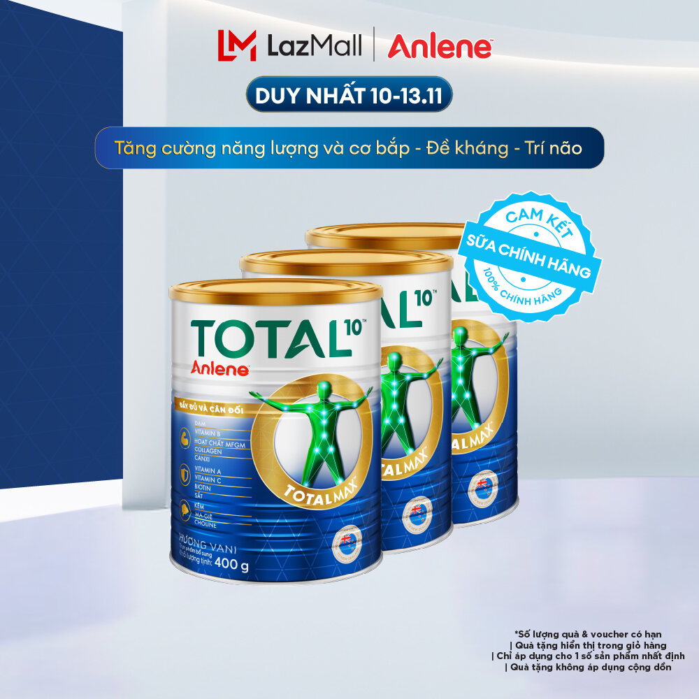 [Voucher giảm đến 16%][FREESHIP 0Đ TOÀN QUỐC] Combo 3 Sữa Bột Bổ Sung Dinh Dưỡng Anlene Total 10 Lon