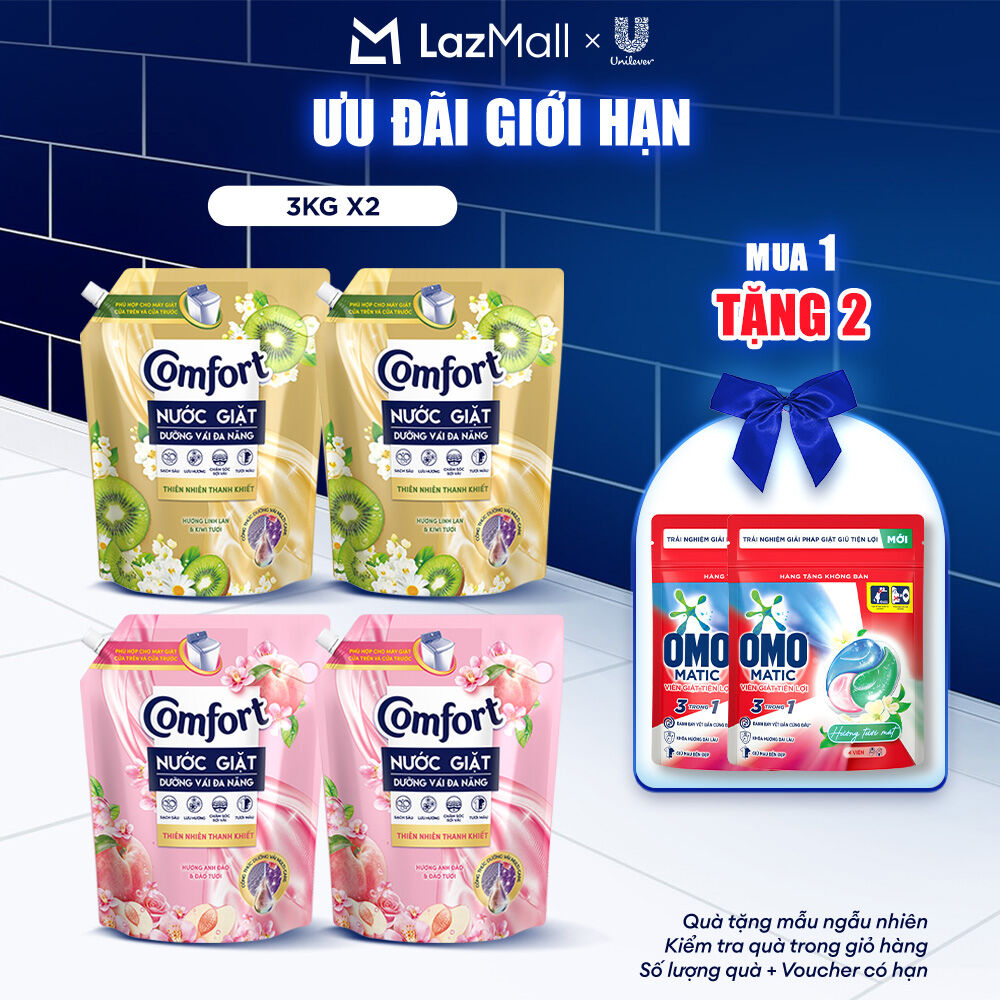  Combo 2 túi Nước Giặt Comfort Thiên Nhiên Thanh Khiết 3KG 