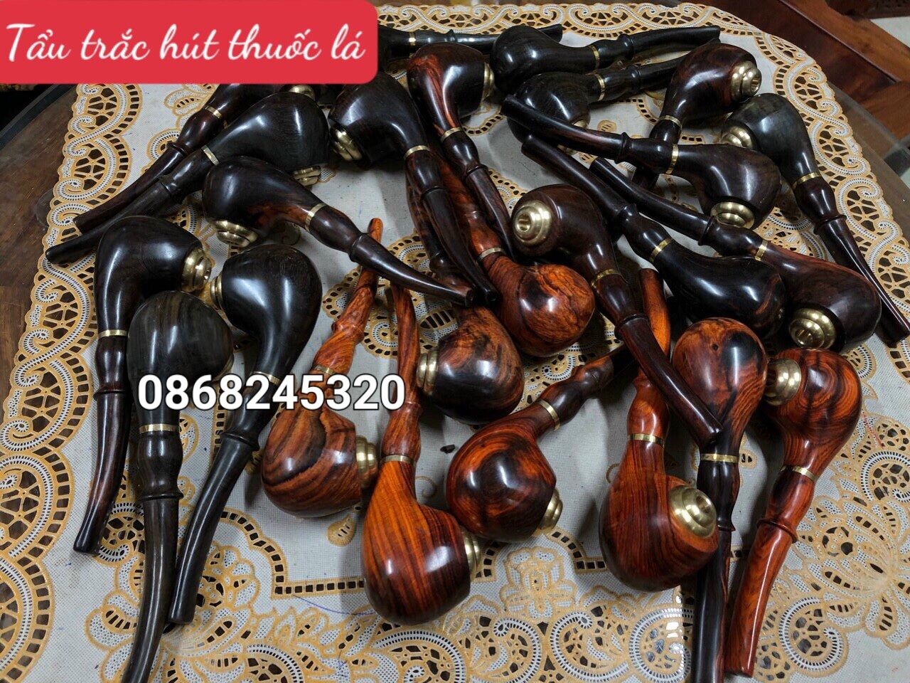 Tẩu sì gà bằng gỗ trắc đỏ đen phong cách lịch sự đẳng cấp