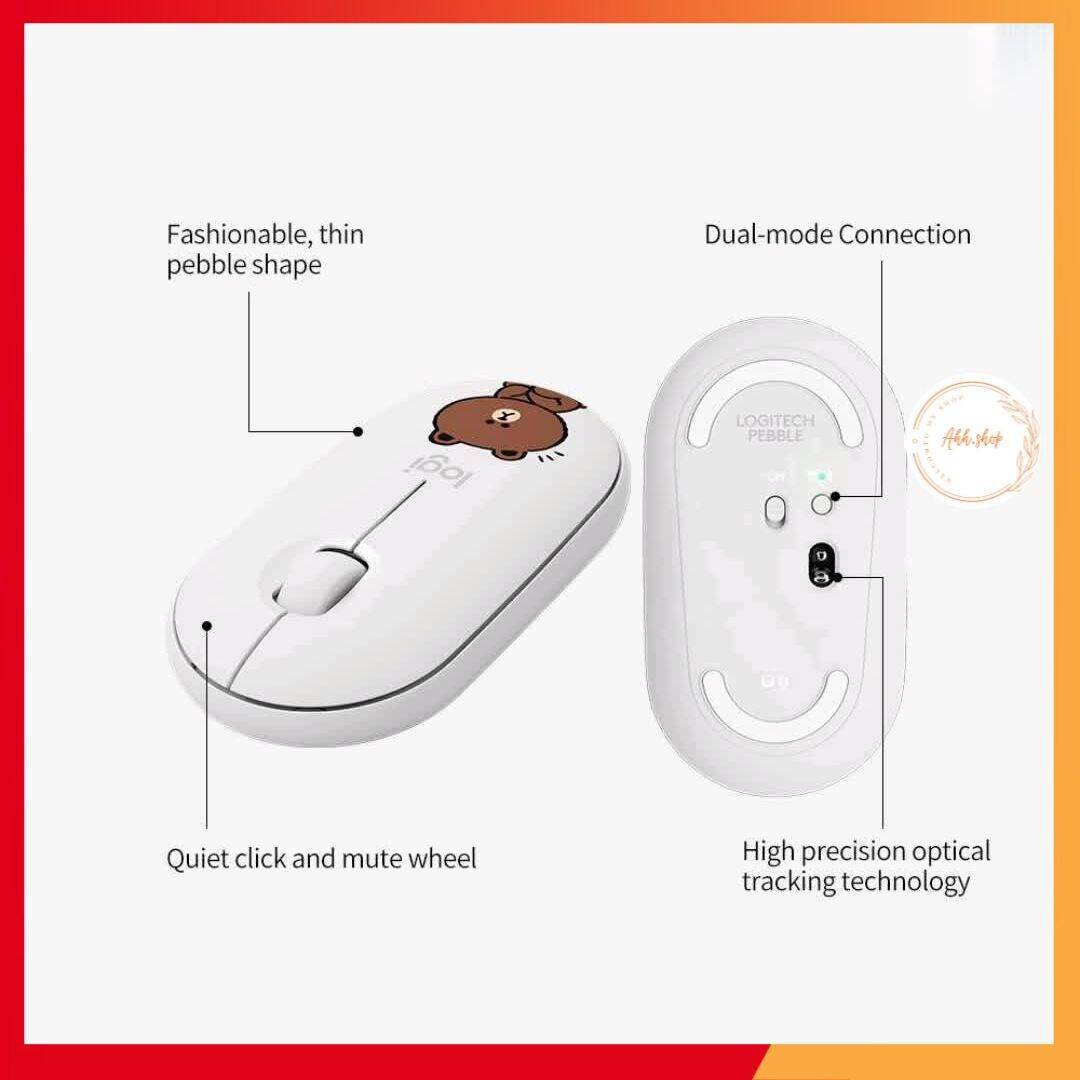 Chuột không dây Bluetooth Logitech Pebble M350 - Line Friends Series