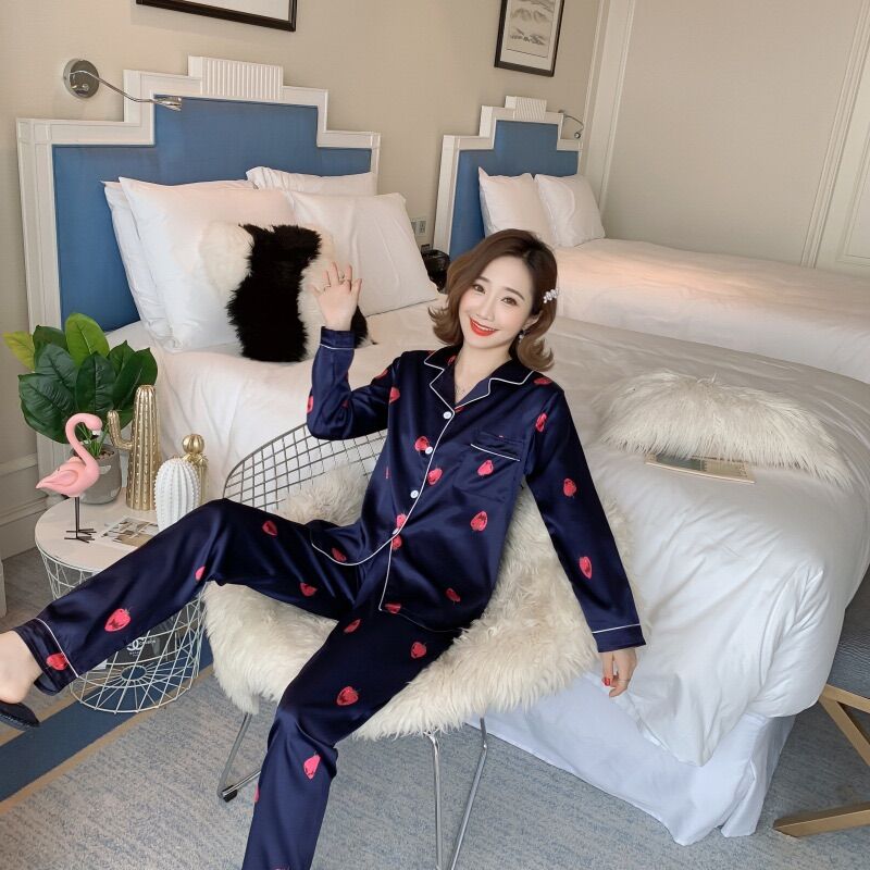 [HCM]SET BỘ  NGỦ PIZAMA PHI LỤA TAY DÀI -SN0239