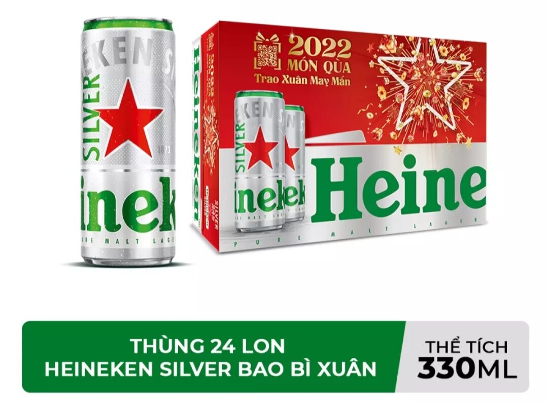 Thùng Heineken bạc 24lon x 330ml