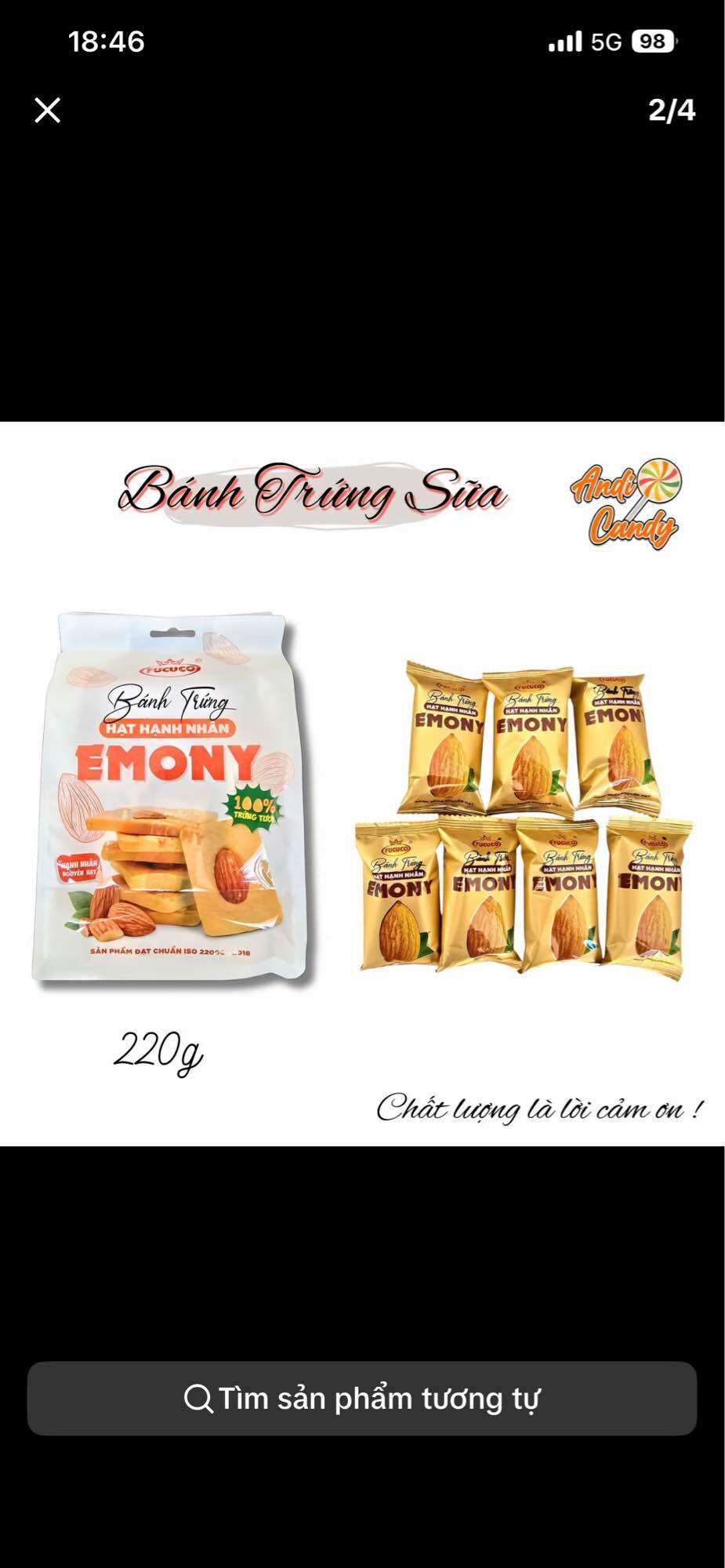 Bánh trứng hạt hạnh nhân Emony - 100% trứng tươi - Fucuco