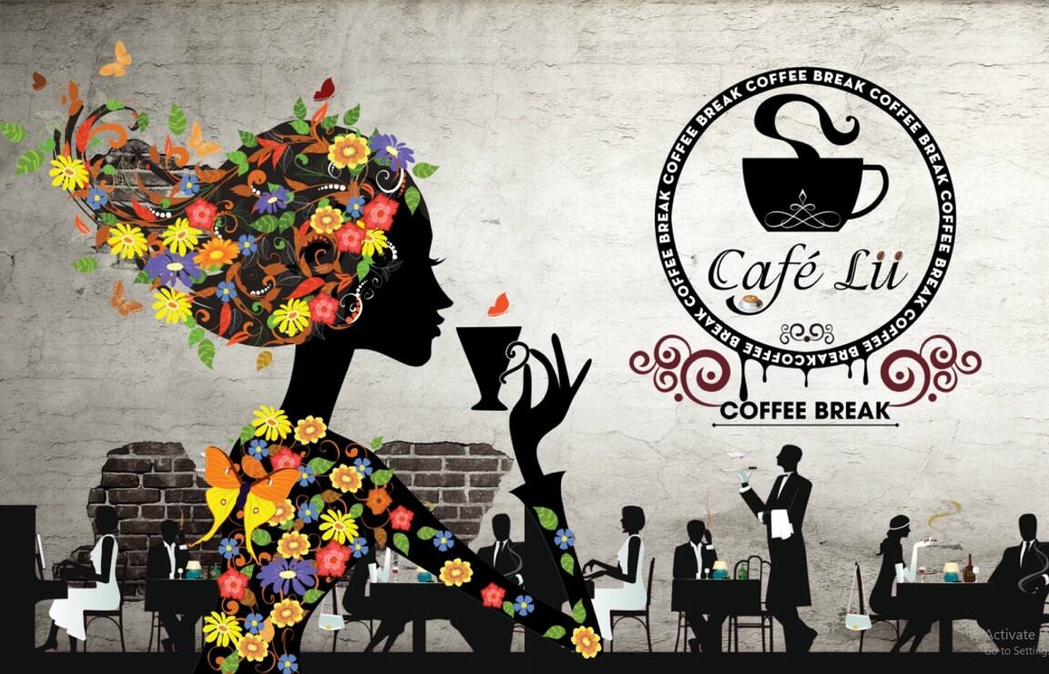 Tranh dán trang trí quán cafe,trà sữa 3d keo sẵn