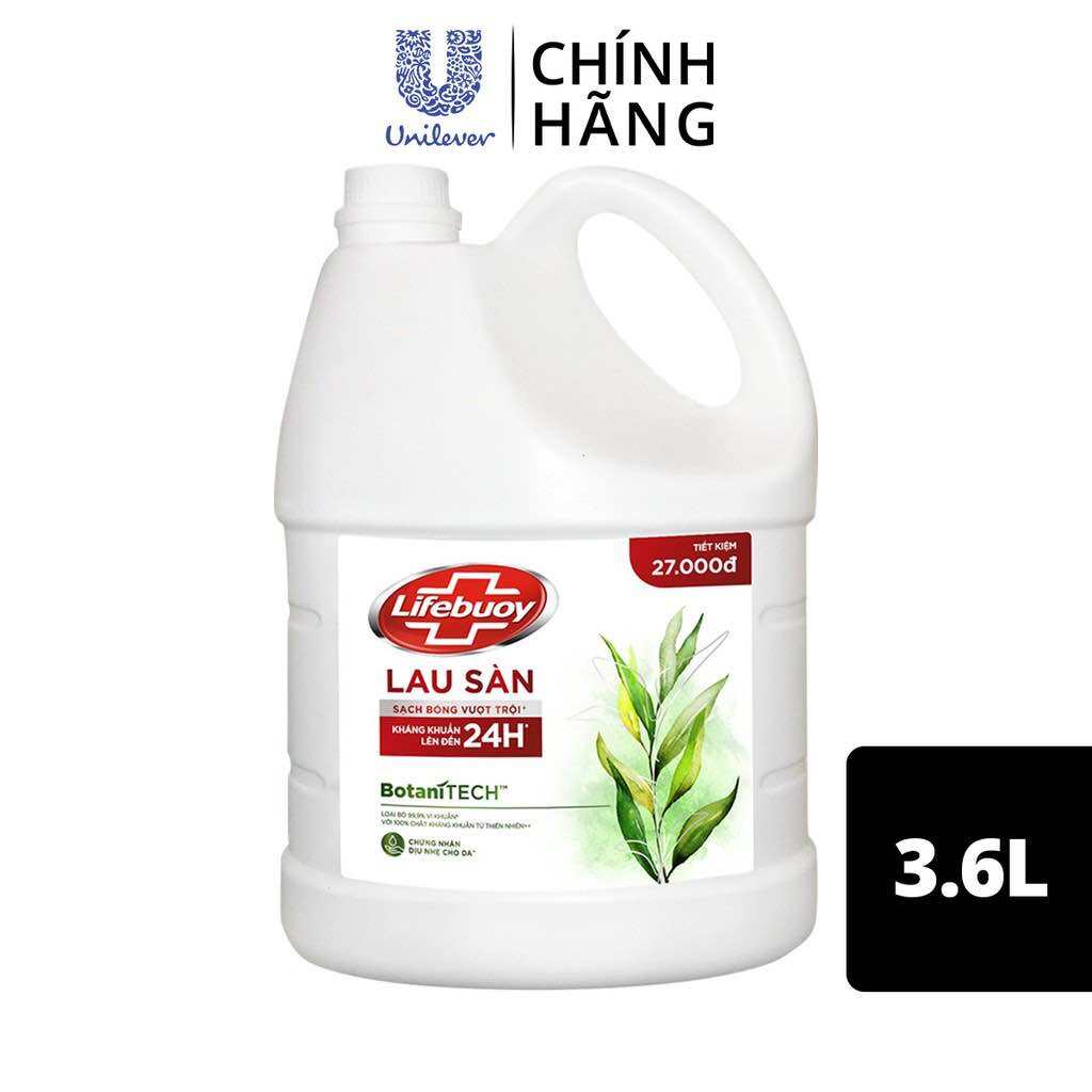 Nước Lau Sàn Lifebuoy BotaniTECH Hương Tràm Trà & Khuynh Diệp Can 3.6L