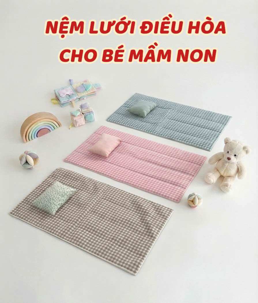 💥Siêu mát💥Bộ nệm lưới điều hòa cho bé mầm non, nệm lưới cho bé mẫu giáo size 70x120cm