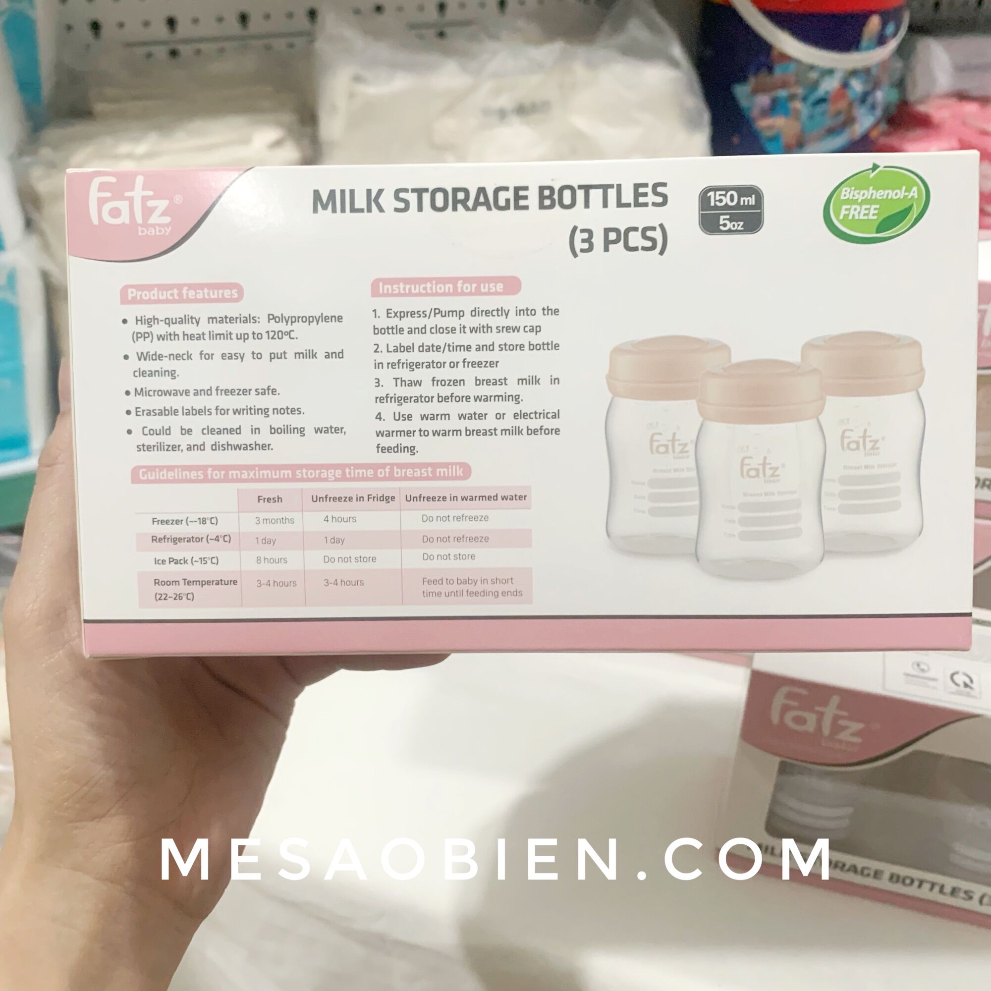 Set 3 bình trữ sữa Jubon 150ml cho bé nhiều màu