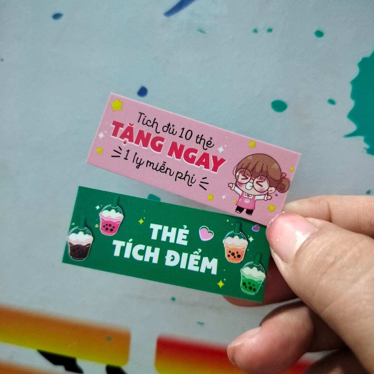 100 thẻ giấy tích điểm trà sữa 2x5.4cm