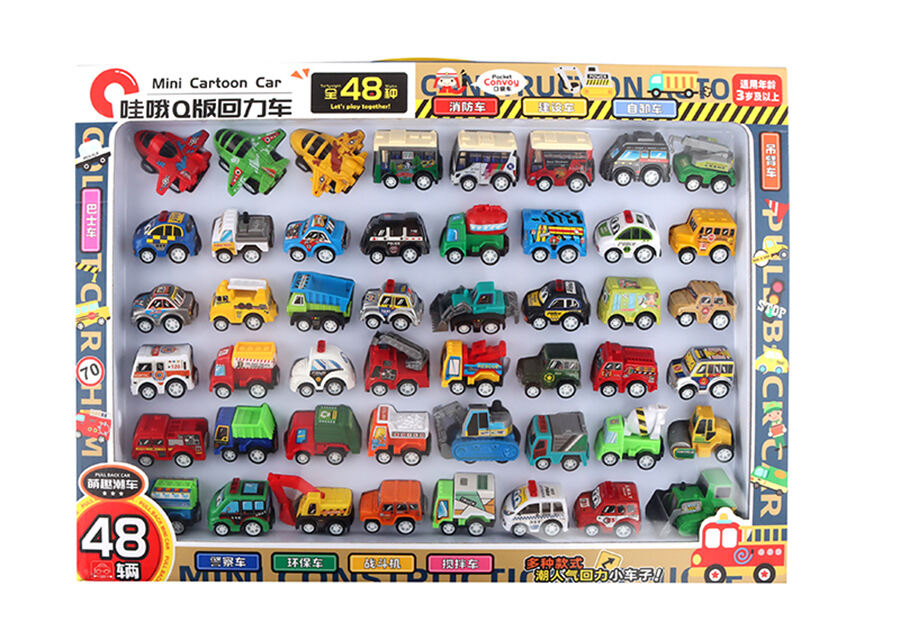 Mini Q Cute Pullback Car Model Juncheng Wow Cute Cartoon Engineering Police Car Racing Plane Toy for