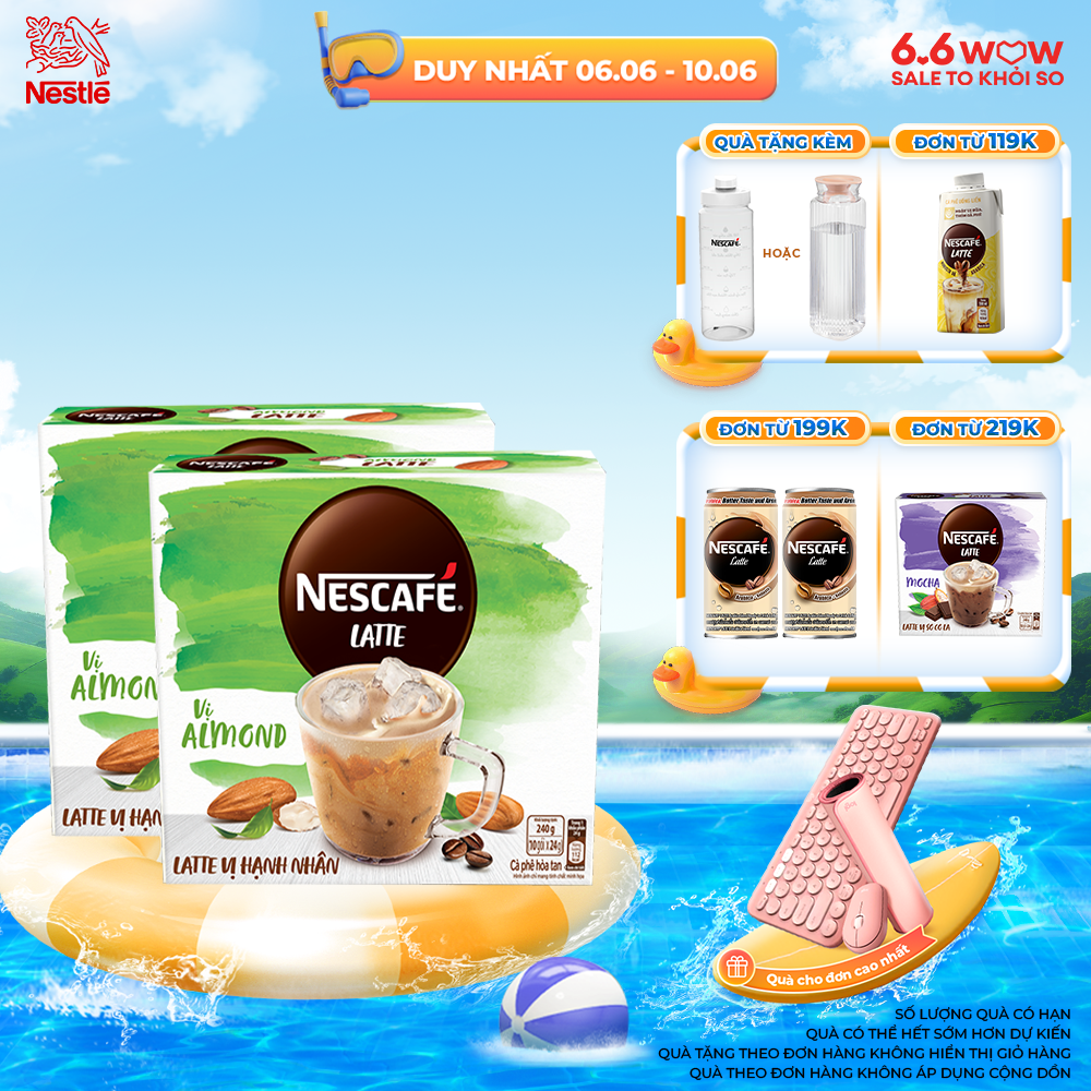 Combo 2 hộp cà phê hòa tan nescafé latte sữa hạt vị hạnh nhân