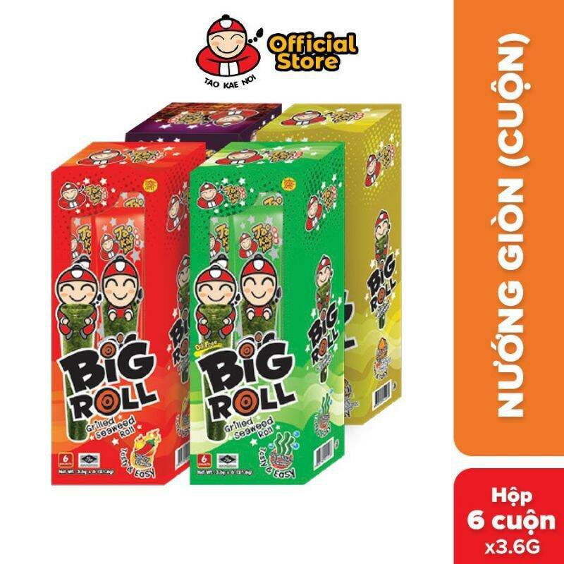 Snack rong biển taokaenoi Big Roll vị truyền thống,cay, mực, BBQ 3 6g