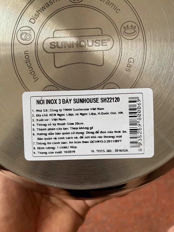 [HCM]???? NỒI INOX 3 ĐÁY SUNHOUSE size 20cm ????