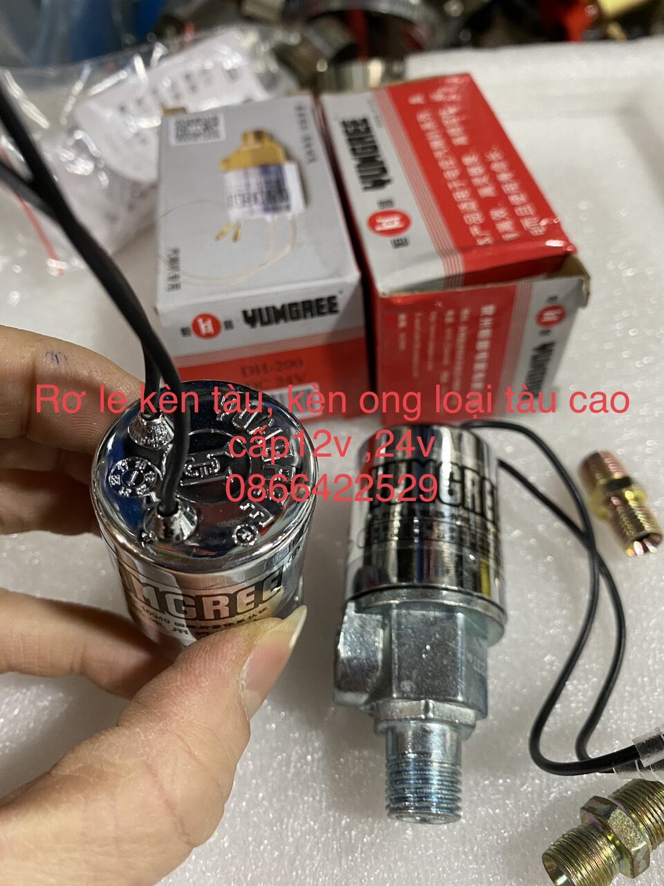 Rơ le còi hơi , kèn hơi 24V, 12v tàu cao cấp loại 1. rơ le thay cho kèn tàu, kèn ong, rơ le kèn thái