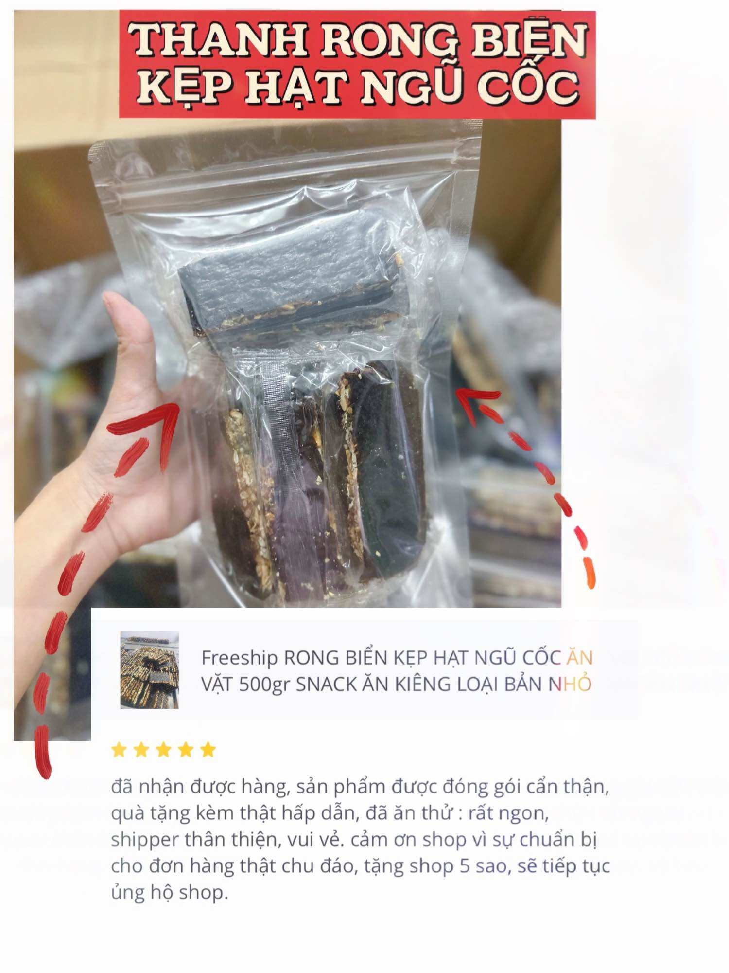 250Gr Freeship SNACK RONG BIỂN KẸP HẠT TÚI 250gr