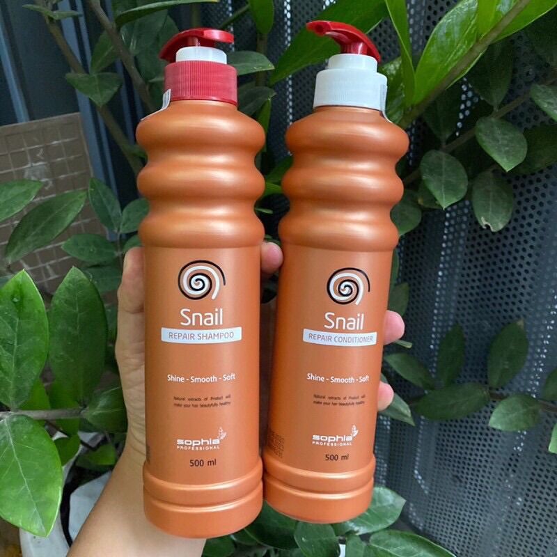 Cặp dầu gội xả Snail Sophia Professional thơm lâu phục hồi tóc hư tổn Hàn Quốc 500ml x 2