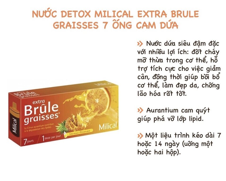 [BILL PHÁP] Detox Artichaut và đốt mỡ cam dứa Milical