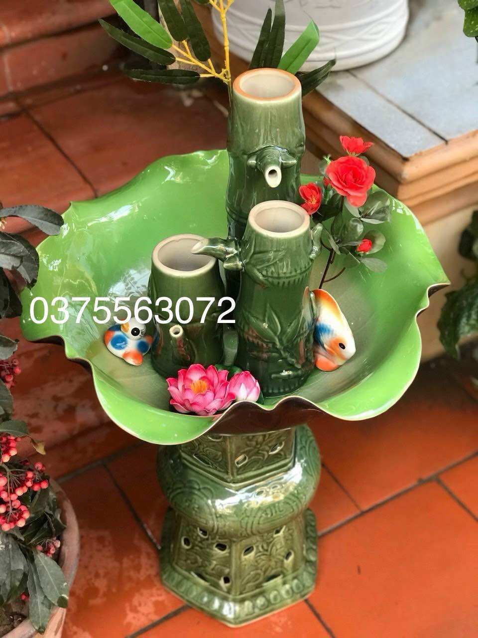 Đài phun nước- Thác phong thủy gốm sứ Bát tràng