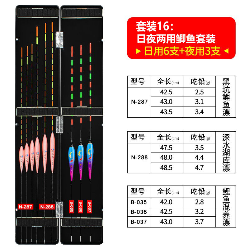 Bộ phao phao 12 chiếc cá nano cần câu tặng hộp phao cá diếc miệng nhẹ nổi bật đuôi to cá chép phao câu cá